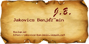 Jakovics Benjámin névjegykártya