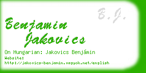 benjamin jakovics business card